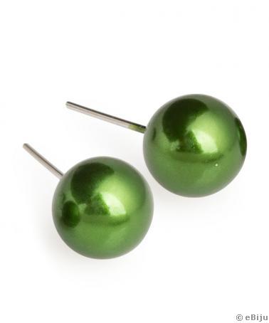 Zöld üveggyöngy fülbevaló, 1 cm
