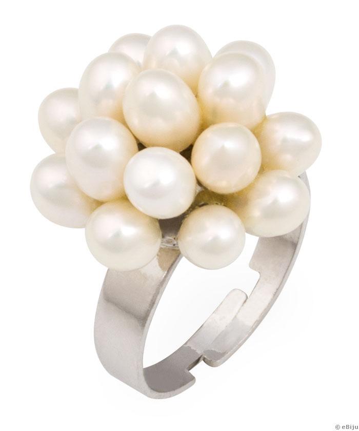 Fehér tenyésztett gyöngy gyűrű