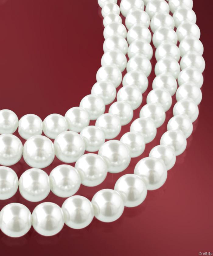 Négy sor fehér gyöngyből készült elegáns nyakék
