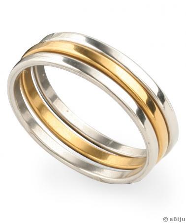 Arany-ezüst színű, három darabból álló nemessacél gyűrű