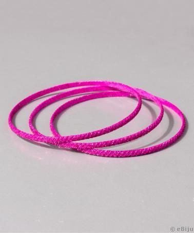 Rózsaszín csillámos Dance karkötő, három darabból