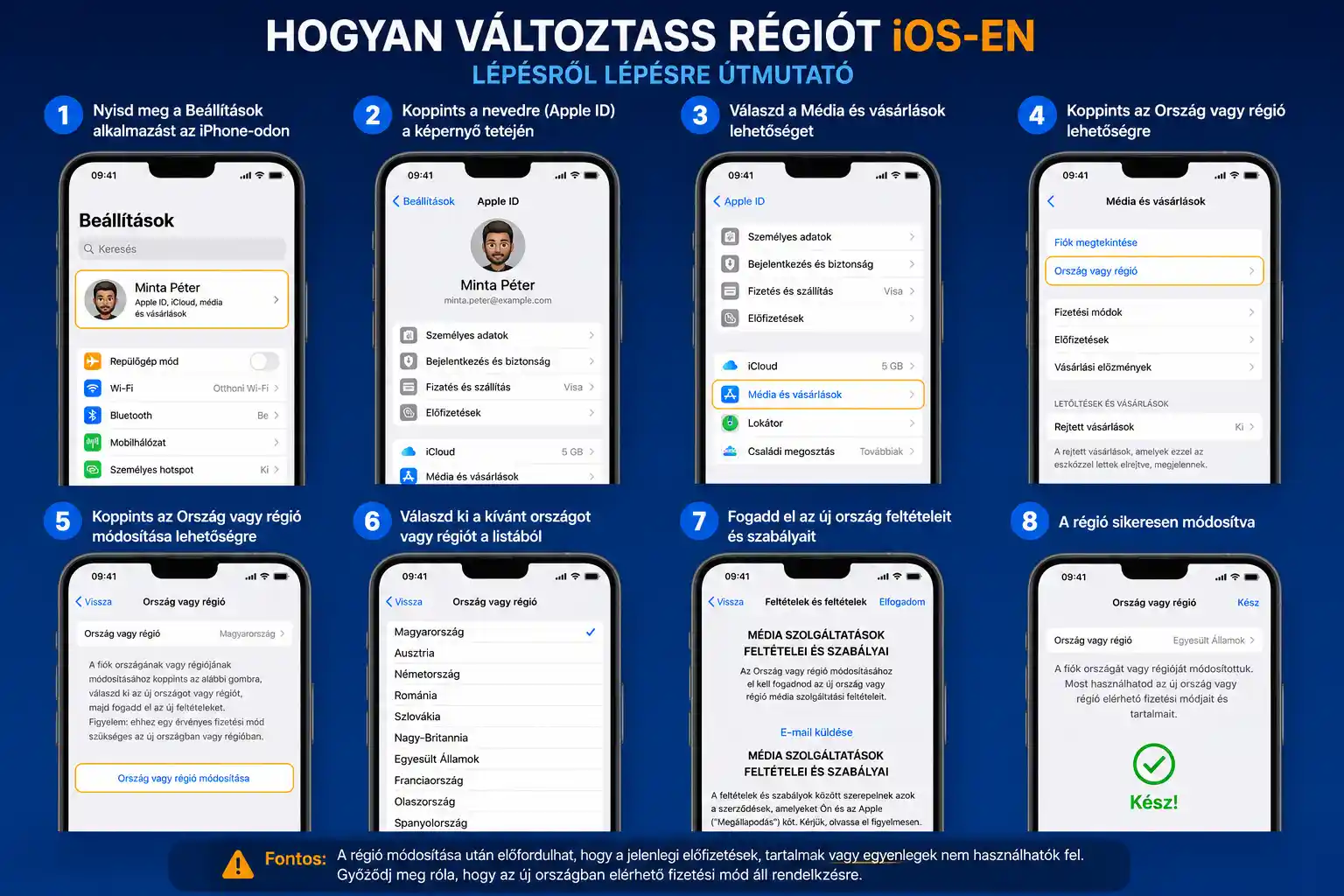 Régióbeállítások módosítása iOS eszközön