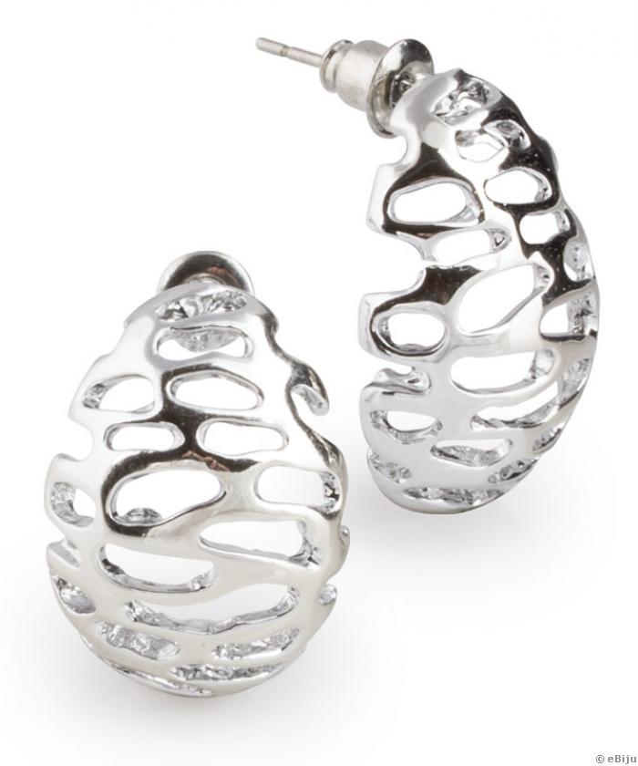 Absztrakt formájú ezüstszínű fém fülbevaló