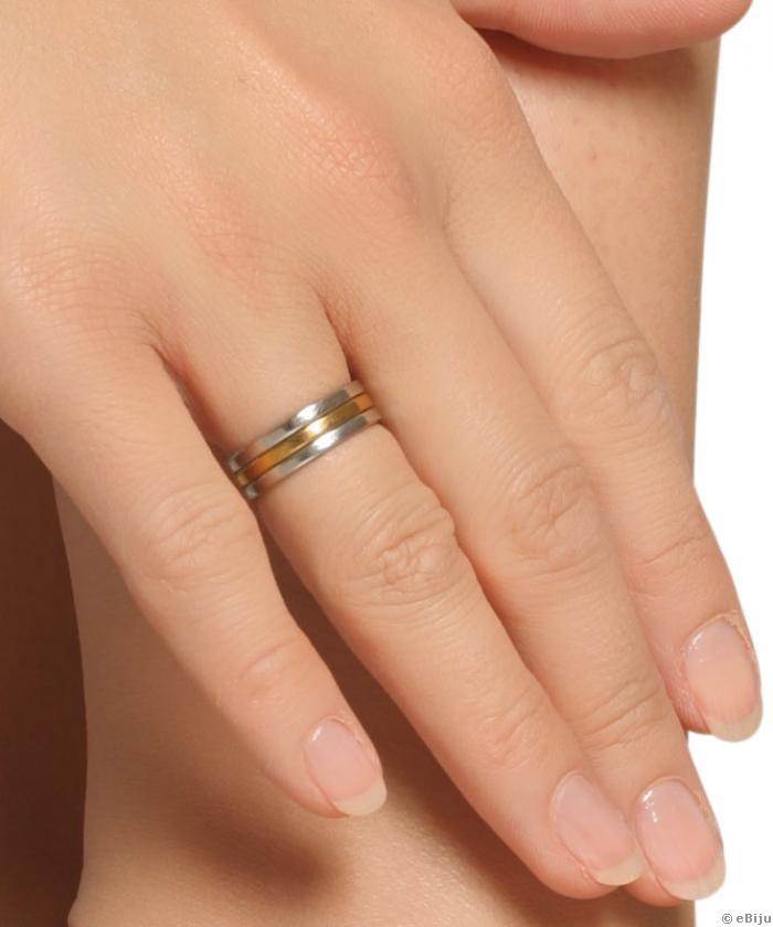 Arany-ezüst színű, három darabból álló uniszex gyűrű (18 mm)