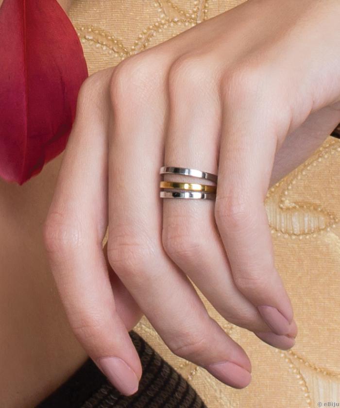 Arany-ezüst színű, három darabból álló uniszex gyűrű (19 mm)