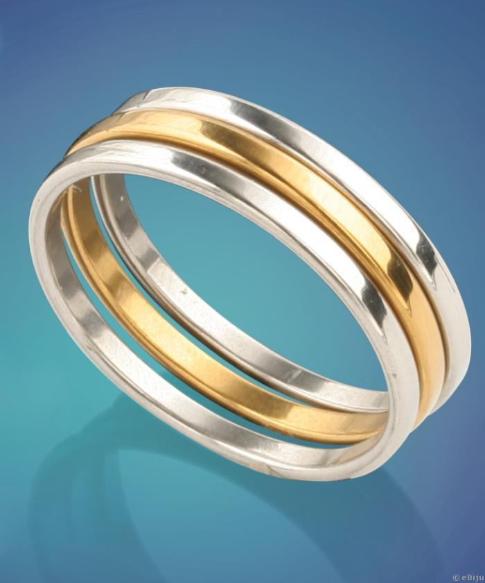 Arany-ezüst színű, három darabból álló uniszex gyűrű (21 mm)
