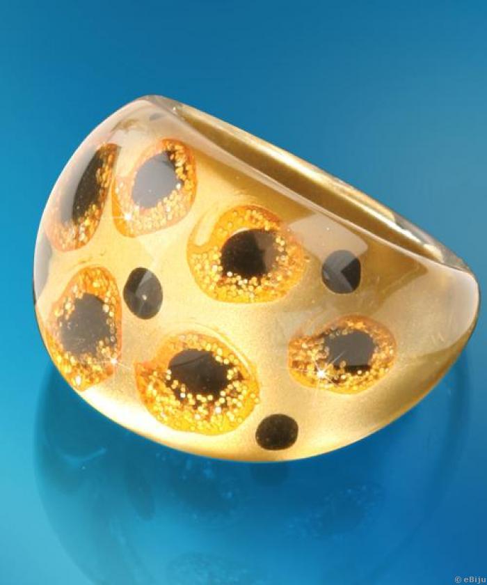 Aranyszínű, fekete pettyes gyűrű (méret: 18 mm)