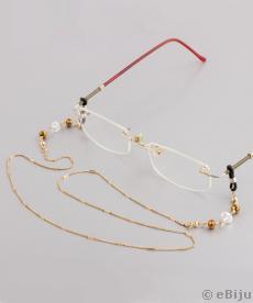 Aranyszínű szemüvegtartó lánc, kristályokkal