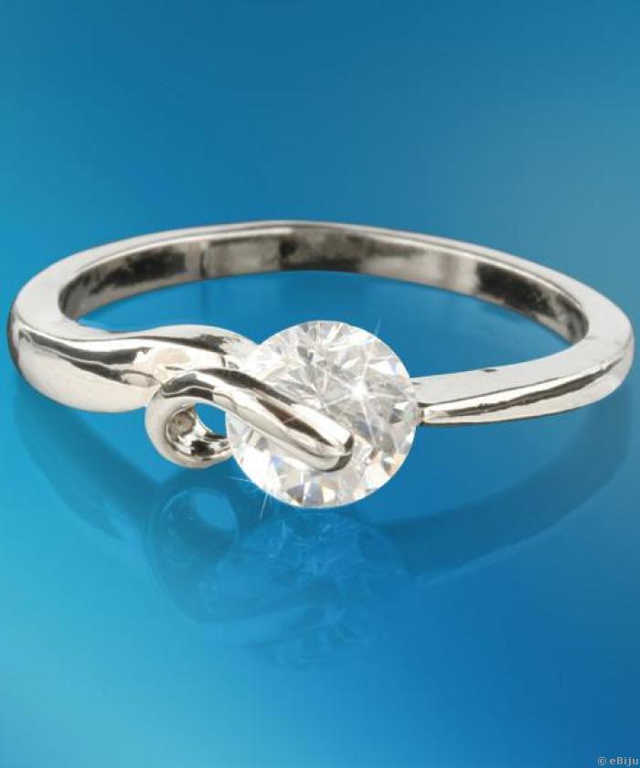 Cirkónium köves, jegygyűrű típusű ezüstszínű gyűrű (17 mm)