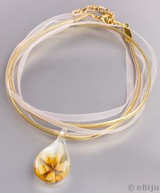 Csepp formájú virágos medál, üvegből