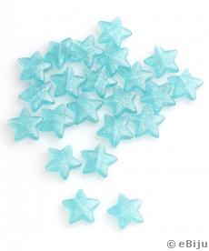Csillag akril gyöngy, csillámos, világoskék, 1.5 cm