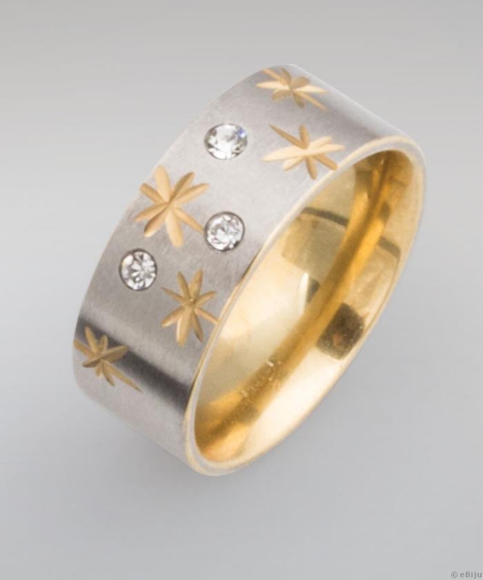 Csillagos és kristályos rozsdamentes acél gyűrű, 18 mm