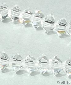 Csiszolt bikónikus kristály gyöngyök, átlátszó, 0.45x0.55 cm