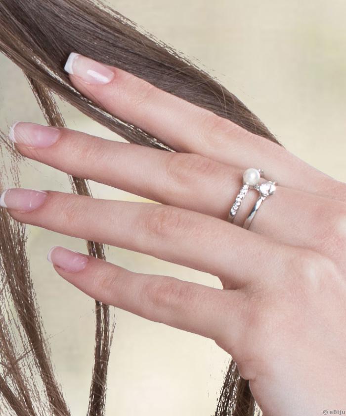 "Elegancy" dupla gyűrű, kristályokkal és üveggyönggyel, 18 mm