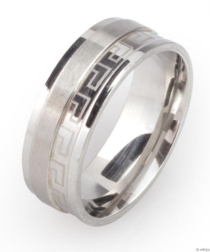 Ezüstszínű görög mintás gyűrű, uniszex, 18 mm