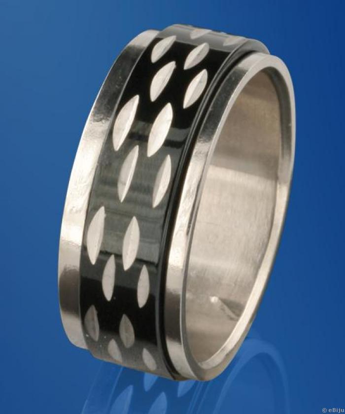 Fekete-ezüst, két darabból álló uniszex gyűrű (méret: 17.5 mm)