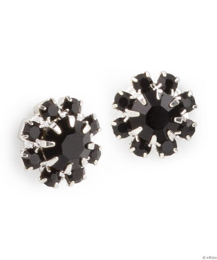 Fekete kristály virág mágneses fülbevaló