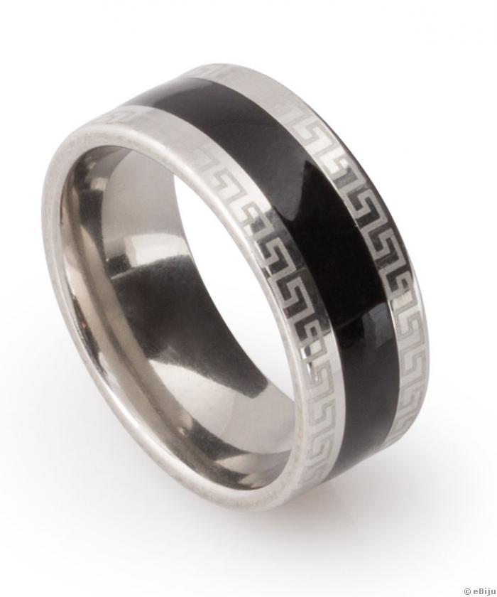 Greek Style ezüstszínű rozsdamentes acél gyűrű, 17 mm