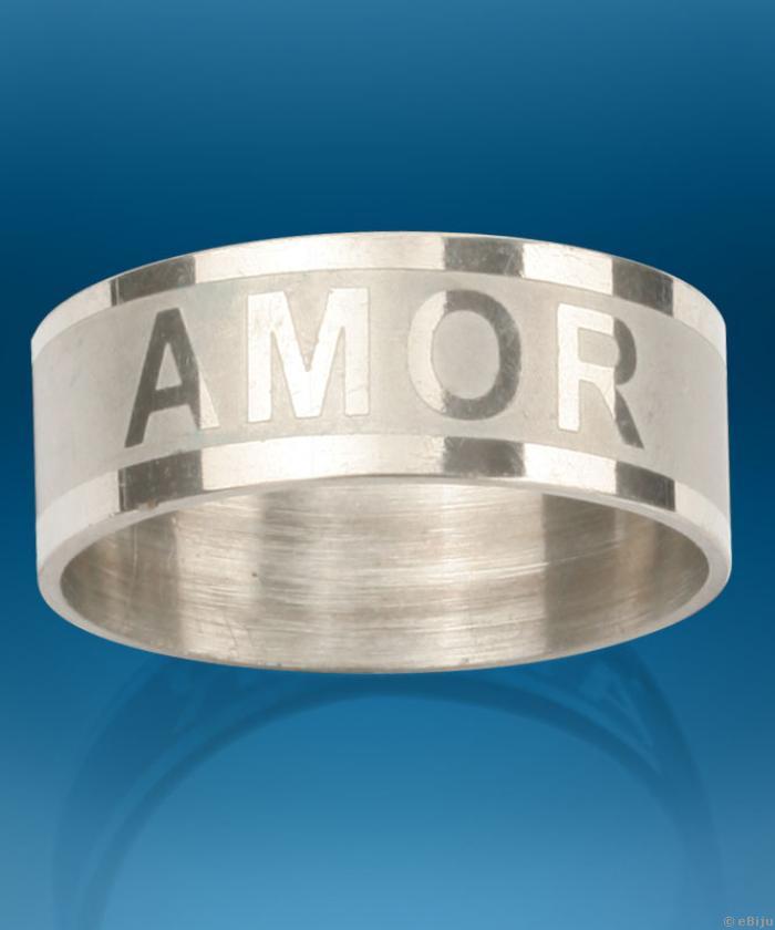 Inox "AMOR" feliratos uniszex gyűrű, 18 mm