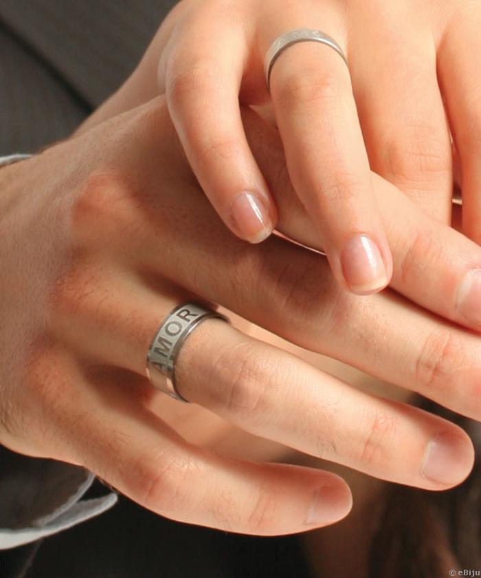 Inox "AMOR" feliratos uniszex gyűrű, 19 mm