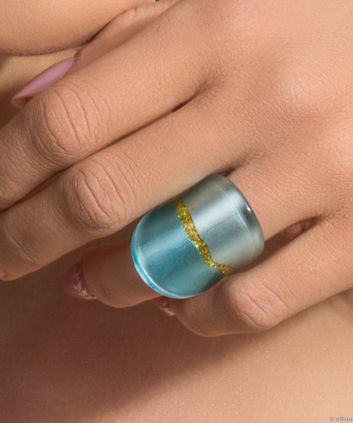 Kék-aranyszínű gyűrű akrilból