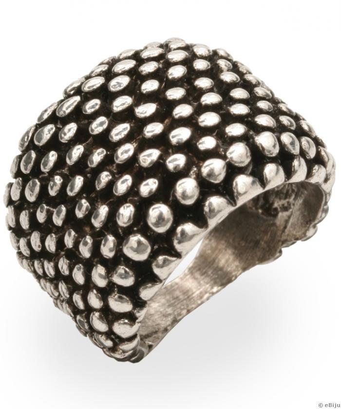 Korall gyűrű, ezüstszínű fém feketével (16 mm)