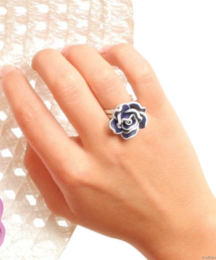 Lila - fehér rózsa gyűrű fimoból