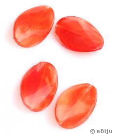 Ovális akril gyöngy, piros, 2.5 x 3.6 cm