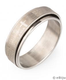 "Padre nuestro" ezüstszínű rozsdamentes acél gyűrű, antistressz