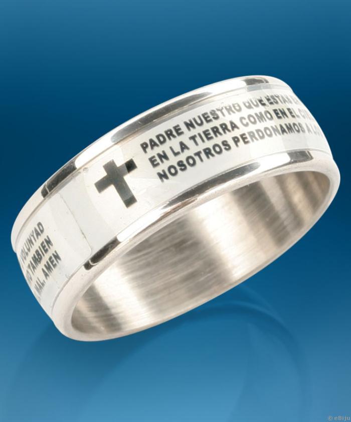Padre Nuestro feliratos inox uniszex gyűrű, 17 mm