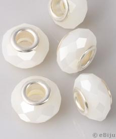 Pandora típusú gyöngy, kristály, fehér, 1.4 cm