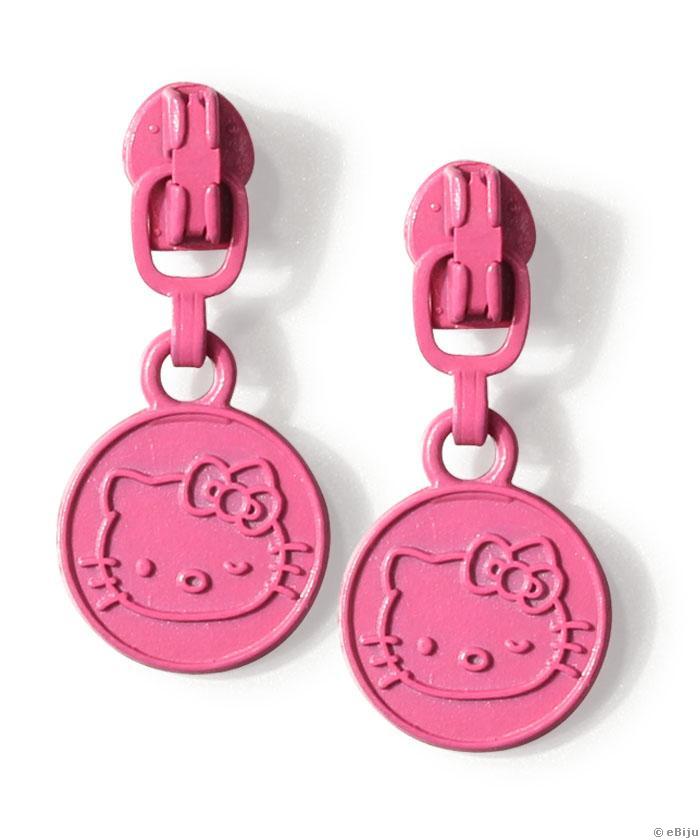 Rózsaszín Hello Kitty fülbevaló, fém cipzáron