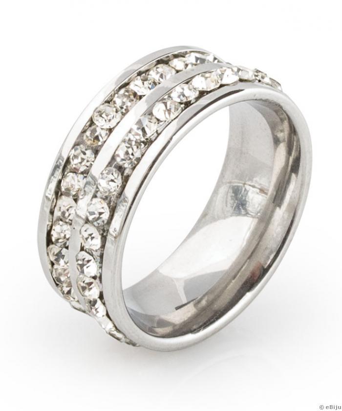 Rozsdamentes acél "Silver Crystal" gyűrű, 17 mm