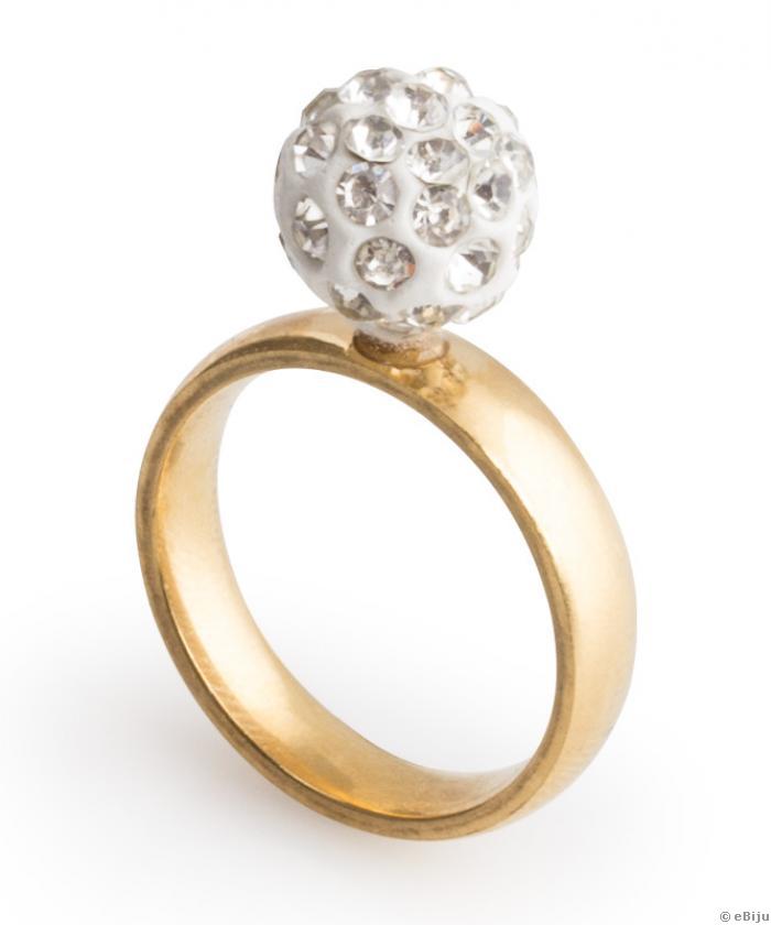 Shamballa gyöngyös rozsdamentes acél gyűrű, 17 mm