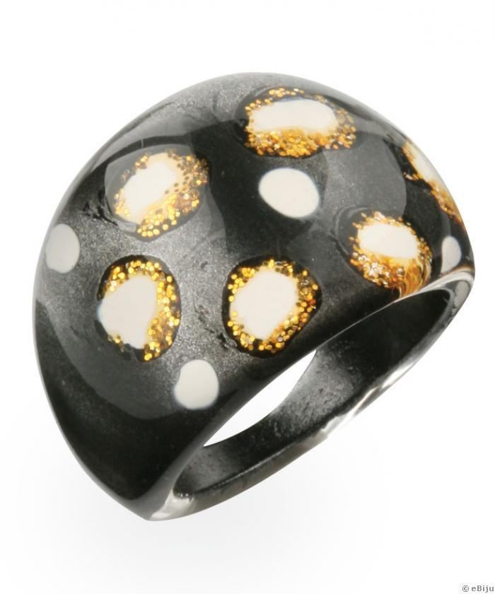 Sötétszürke gyűrű, aranyszínű csillámokkal, 17 mm