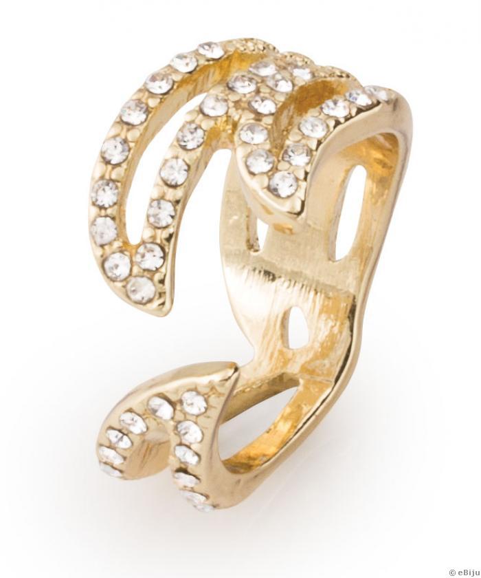 Stilizált leveles aranyszínű gyűrű, 19 mm